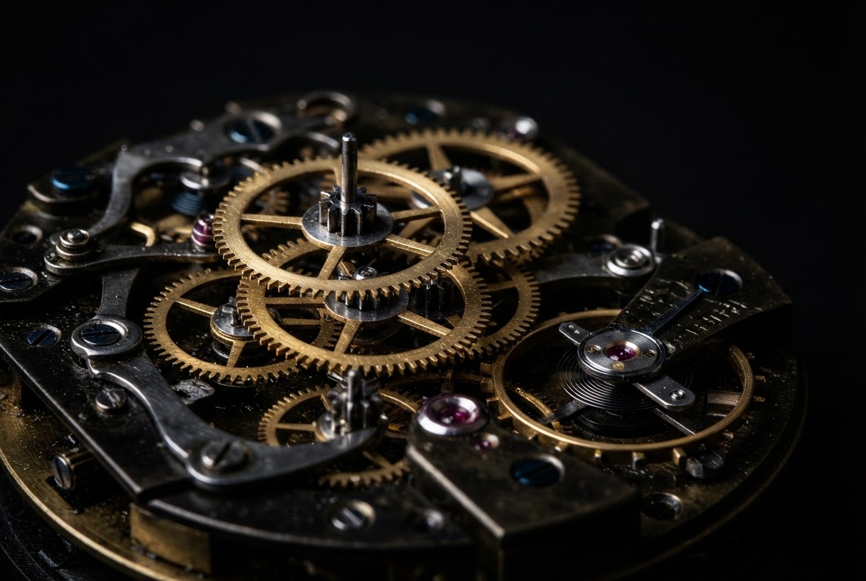 Macro photography of precision-engineered clockwork